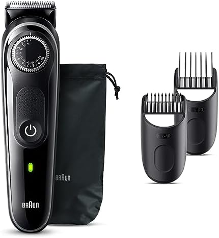 Braun Series 3 BT3430, elektryczny trymer do brody dla mężczyzn, z ultraostrym ostrzem, 40 ustawień długości, akumulator 80 min czas działania bezprzewodowego