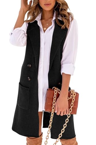 Image of IDEALSANXUN Womens Long Sweater Vest Fall Winter Sleeveless Knit Cardigan Outerwear