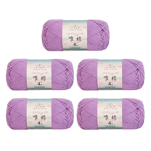 Susan's Family Combed Cotton 4 ply Yarn 5x50g-5Packs-08#Sheer Lilac