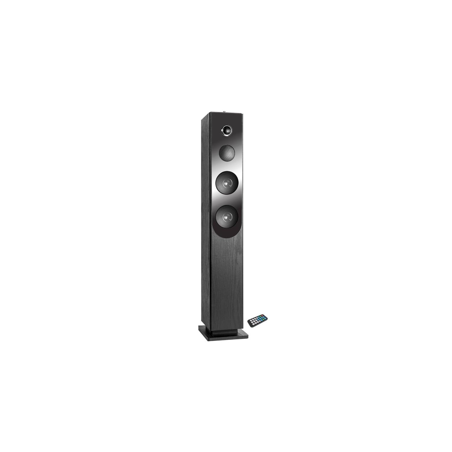 INOVALLEY Tour de Son Blacktower Lecteur CD, Colonne Bluetooth, FM et USB, 100W, télécommande, Jeux de lumières Bagues LED en Cadeaux