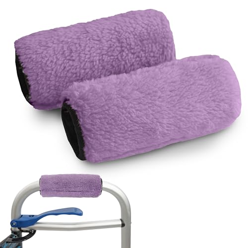 DELUXE PlushGrips Fleece Walker Grip Covers - 1 Pair (Purple)