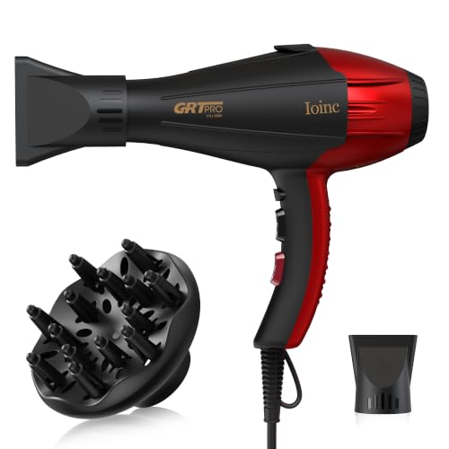 Secador de Pelo Profesional Iónico 2400W AC-Motor Secador con Difusor Rizado y 2 Boquillas, 40 Millones de Iones Negativos Antiencrespamiento Hogar Peluquería Salón 3 Temperaturas 2 Velocidades negro