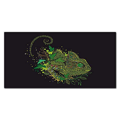 Tableau en verre 100x50cm Coloray avec impression de caméléon sauvage pour décoration murale