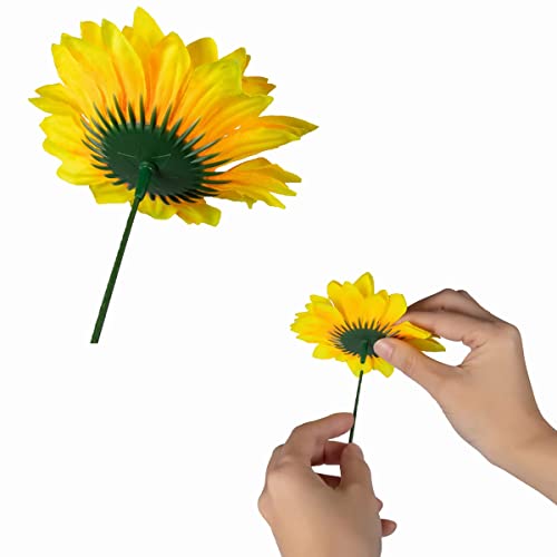 Duhouse 40Pcs Artificial Sunflower Heads With Stems 4'' Silk Sunflower Heads Fake Sunflowers For Outdoor Home Wedding Birthday Party Decoration (Yellow) #TOP5