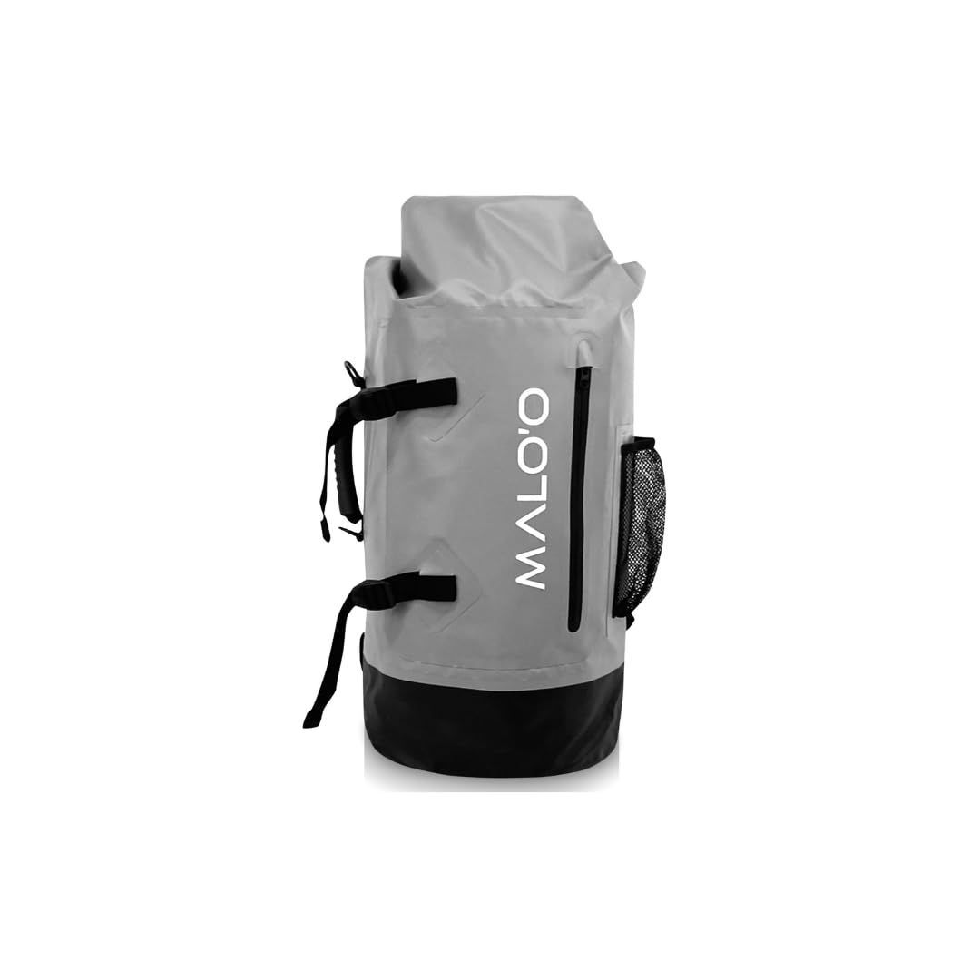 Malo'o 45L Wasserdichter robuster Rucksack für Kajakfahren, Camping, Angeln, Wandern, Tagesrucksack – Strandzubehör, Bootszubehör und Reiseausrüstung – Angelrutenkoffer, grau, 45L US, 45 l