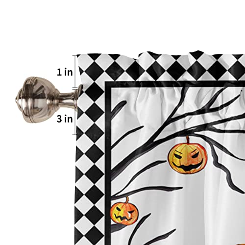 Warm Tour Happy Halloween Kitchen Valances Rod Pocket Window Curtain Pumpkin Ghost Face Small Valance Curtains Lattice Window Treatment For Kitchen Bedroom Living Room Decor 54X18In #TOP4