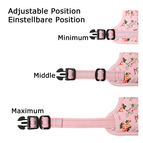 Image of HEELE Dog Harness, No Pull Adjustable Padded Reflective Harness for Small Medium Large Dogs with Handle for Walking Training, Flower-Pink, XL