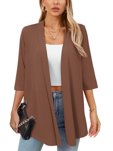 Ylhystrical Lightweight Cardigan for Women Coffee 3X-Large Drape...