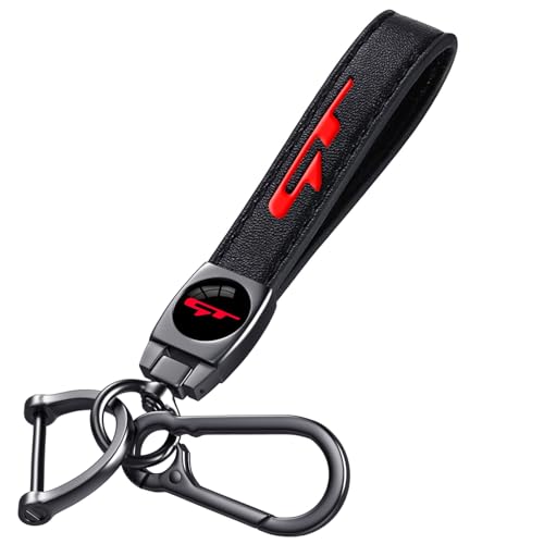 Image of GT Keychain for Kia K3 Forte Cerato 2021-2024, Black Leather & Metal Car Key Fob Holder, Red GT Logo Car Keychain Accessories