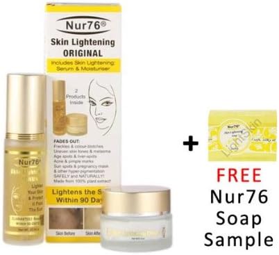 Skin Lightening Serum & Cream (Original) - nur 76 whitening + FREE Nur76 Sample Soap