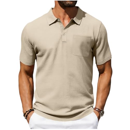 Camisa Polo Casual para Hombre Manga Corta Verano Vintage con Cuello Clásico