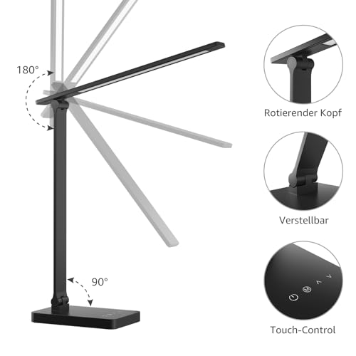 Lepro Schreibtischlampe LED, Dimmbar, 750LM 3 Farben & 5 Helligkeitsstufen – Ansicht 5