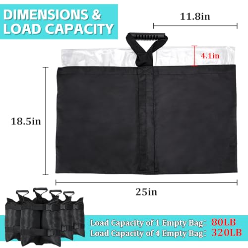 Esmorah ESMORAH-01 Extra Large 320Lb Canopy Sandbags Weight Bags With Inner Plastic Bag(4-Pack), Upgraded Full-Sized Hook & Loop, Heavy Duty Leg Weights Sand Bags For Gazebo thumb #1