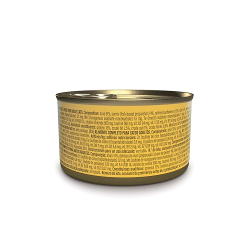 Schesir Thunfisch mit Surimi in Gelatine, Nassfutter für Katzen, in Dosen, 100% natürlich, mit zusätzlichen Vitaminen, 12 x 85 g