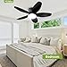 Yoedivu Ceiling Fans with Lights - 35 Inch Small Low Profile Ceiling Fan and Remote,Flush Mount Ceiling Fan with 5 Reversible Blades 6 Wind Speeds, Black Modern Ceiling Fans for Bedroom Kitchen