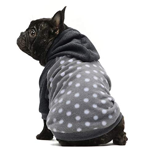 Fitwarm Polka Dot Pet Clothes Dog Hoodie Sweatshirts Pullover Cat Jackets Fleece Grey Small - Image 3