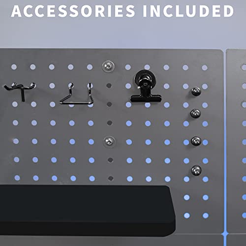 Image of VIVO Black Clamp-on 12 x 20 inch Desk Pegboard, PP-DK12B | Steel Privacy Panel, Magnetic Peg Board, Office Accessory Organizer, Above or Under Desk Placement