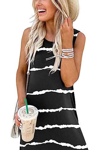 Anrabess Women's Summer Beach Dress Striped Sleeveless Casual Loose Hawaii Maxi Dresses With Pockets A19Shandianbai-S #TOP4
