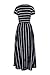 HOTAPEI Women's Summer Casual Loose Long Dress Short Sleeve Pocket Maxi Dress Black and White Striped Small