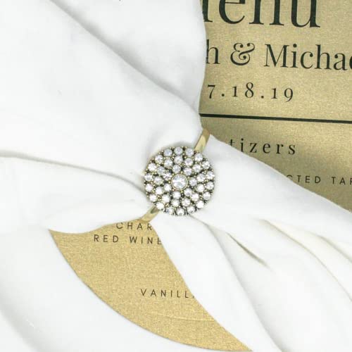 Totally Dazzled Floral Rhinestone Antique Bronze Napkin Rings (10 Packs) | Grade A+ Clear Glass Rhinestone Crystals | Crystal Napkin Holder For Wedding, Birthdays, Party Events, & Table Setting #TOP5