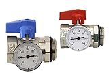 Kugelhahn-Set für Heizkreisverteiler mit Thermometer