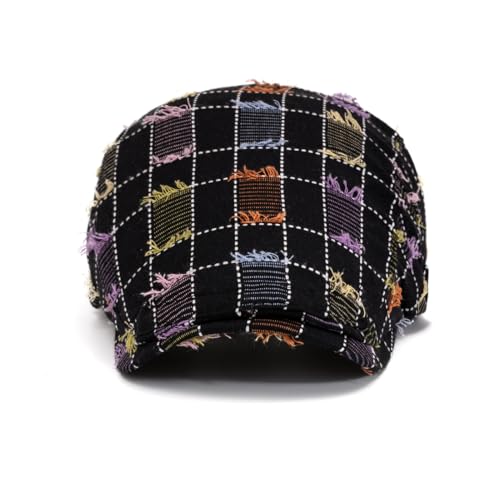 Image of Quanhaigou Unisex Denim Newsboy Hats Flat Ivy Gatsby Cabbie Driving Berets Hat Cotton Dad Cap for Men Women