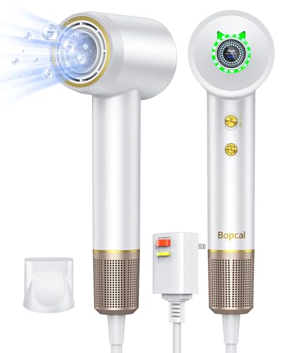 Image of Bopcal Ionic Hair Dryer, 160000 RPM Brushless Motor, Smart Thermo-Control, Negative Ion Fast Drying, Quiet Lightweight Blow Dryer, Cold Air & 4 Heat Settings, for Home Travel Salon
