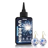 Akisey UV Resin 100g, Crystal Clear UV Resin Glue - No-Yellowing, Hard Type, Low Viscosity & Low Shrinkage, Ultraviolet Curing UV Epoxy Resin for Jewelry Making, DIY Crafts, Casting