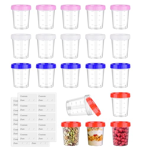 Mispudin Lot de 20 Petite Boîte Plastique Alimentaire, 120ml Petit Pot en Plastique Refermable...