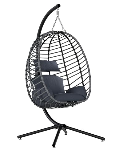 SWITTE Egg Swing Chair with Stand, Outdoor Patio Hanging Egg