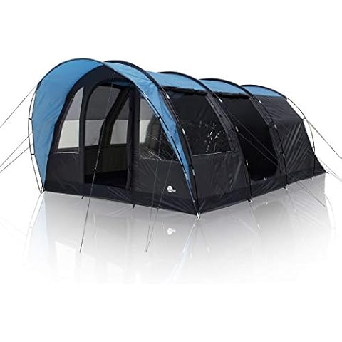 your GEAR Zelt Bora 5 Personen Tunnelzelt Familienzelt Stehhöhe Bodenwanne Vordach Wasserdicht 5000mm UV 50+ Schutz Blau Grau Cover