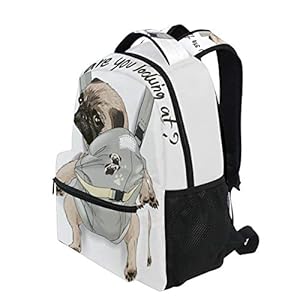   ALAZA-Pug-Dog-Print-Puppy-Funny-Quote-Large-Backpack-for-Kids-Boys-Girls-Student-Personalized-Laptop-iPad-Tablet-Travel-School-Bag-with-Multiple-Pockets