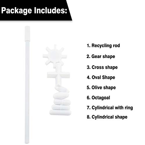 Toolly 8 Pack Magnetic Stirrer - Stir Bars Mixer, Ptfe Stiring Rod : 7 Shapes + Magnetic Retriever #TOP3