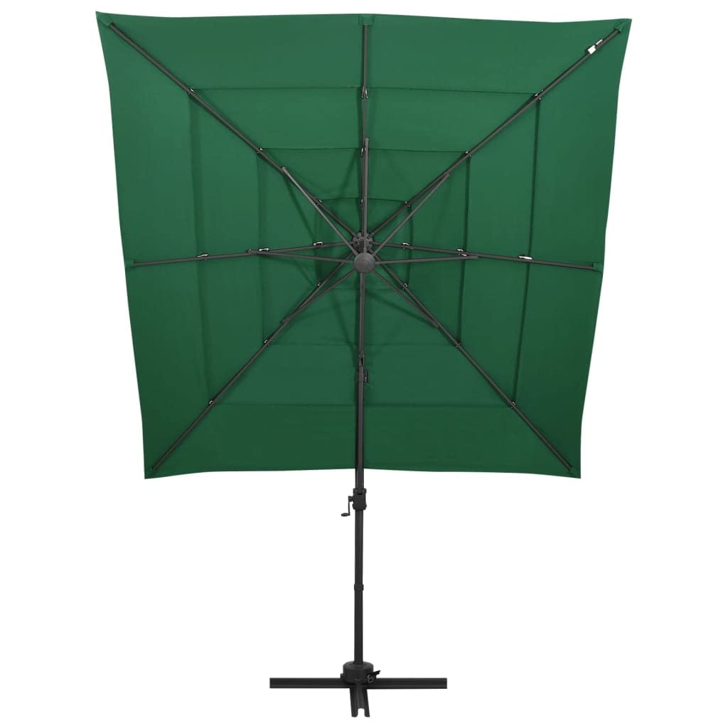 vidaXL 4-poziomowy parasol na aluminiowym słupku, zielony, 250x250 cm