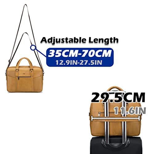 SPAHER Heren Schoudertassen, 13,3"/14"/15,6" Laptop Aktetassen, Leder Messenger Bag, Waterdichte Laptoptassen, Vintage Crossbody Tas, Unisex Zakelijke Handtas, Grote Werktas van Echt Leer - Image 8