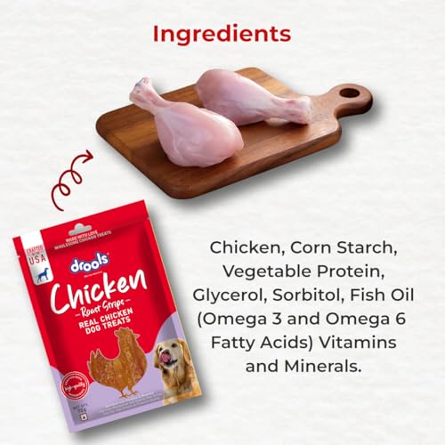Image of Drools Puppy & Adult Roast Strips Dog Treats 70g | Real Chicken Flavour | Rich in Protein | No Artificial Preservatives | Best for Training & Bonding