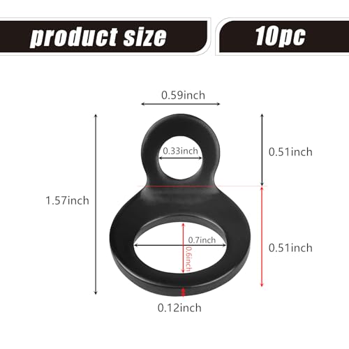 UGSHY 10 PCS O-Ring Tie Down Anchor Hook, Multi-Purpose Stainless Steel Tie-Down Anchors Hooks for Garage, Workshop, Truck, Trailer, Golf Cart Hitch Accessories (Black)