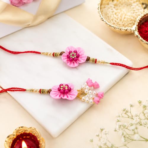 Image of JAIPUR ACE Elegant Blue inchBRO inch Designer Rakhi Gift Set with Greeting Card and Roli Chawal Pouch, Premium Brother Rakhi, Raksha Bandhan Gift for Brother, Traditional (Beautiful design Couple rakhi)