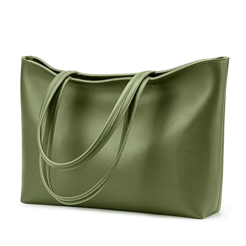 Image of KALIDI Tote Bag Zipper Shoulder Bag Faux Leather Purses Satchel for Women Casual Handbag Work Dating College