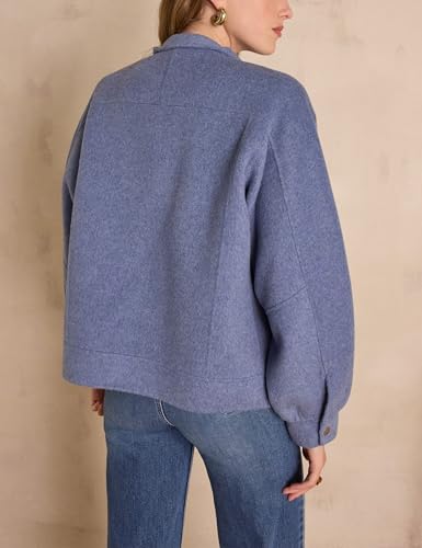 Hooever Womens Cropped Wool Blend Pea Coats Stand Collar Short Jackets Single Breasted Blazer Casual Overcoat2