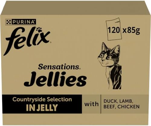 FELIX Sensations Gelees Nassfutter für Katzen Geschmacksvielfalt vom Land 120 Beutel