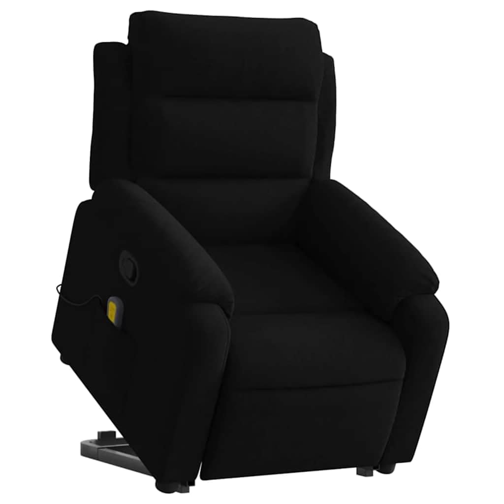 Massagesessel mit Aufstehhilfe Schwarz Samt, Relaxsessel mit elektrischer Hebefunktion, ergonomischer Komfort, modernes Design, Lounge, mit Massagefunktion für Wohnzimmer Büro