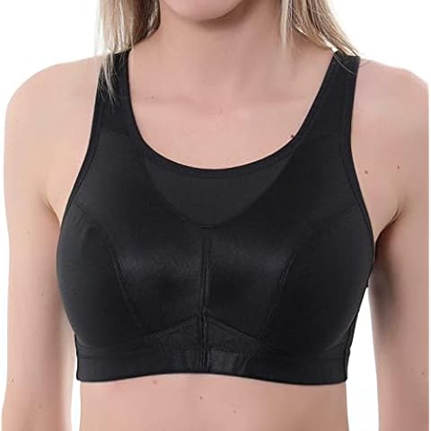 Gemm Womens Black Plus Size High Impact Sports Non Wired Adjustable Strap Bra, 46J (lg111blk) Cover