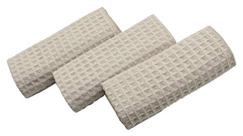 Verasong Waffle Weave Kitchen Towels Thick Microfiber Dish Drying Towels Absorbent Tea Towels Hand Towel Lint Free 16Inch X 24Inch 3 Pack Khaki #TOP2