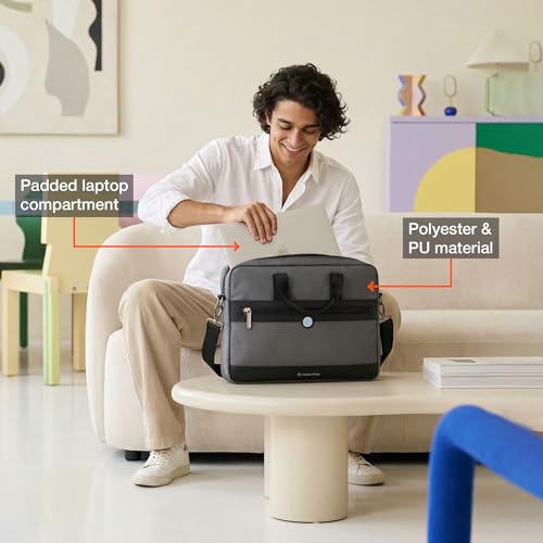 Image of Nasher Miles Briefcase & Messenger Bag | Lightweight PU & Polyester with Adjustable Strap, Fits Laptop | Ideal for Office & Travel | for Men & Women