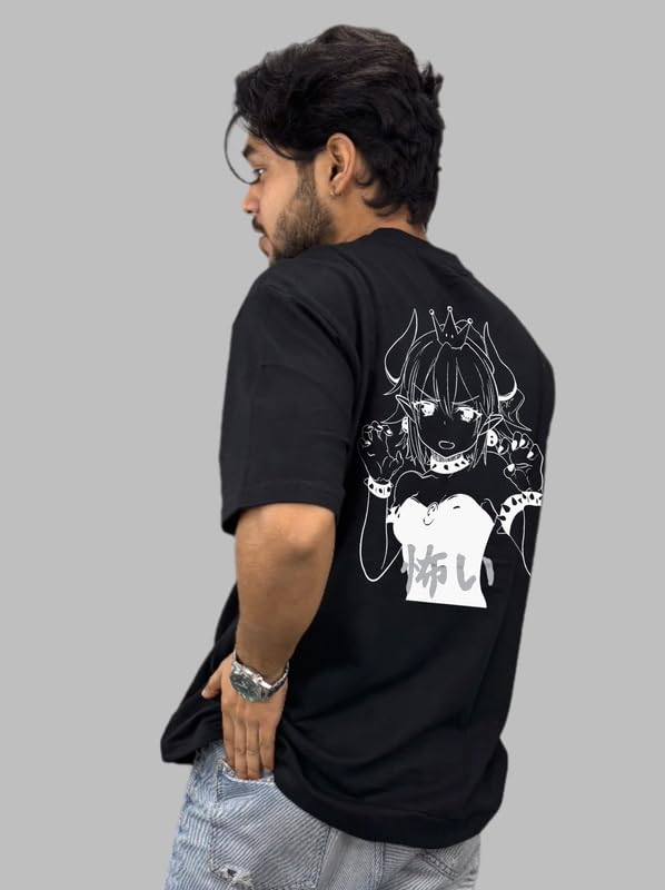 Image of Men's Cotton Anime Streetwear Oversized T-Shirt | Neon Demon Girl Graphic Print