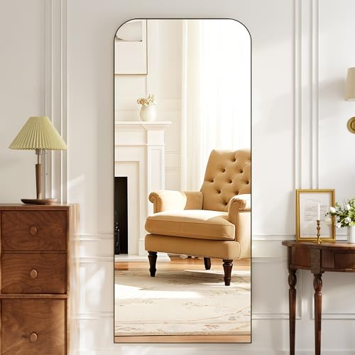 Full Length Mirror 65"x24" Mirror Full Body with Aluminum Alloy Frame Top Square-Edged Floor Mirror with Stand for Bedroom Living Room Black - Image 3