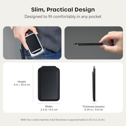 Image of Satechi Magnetic Magsafe Wallet and Double Flap Stand, iPhone Wallet with 4 Card Slots, Front Flap NFC Pass Through for iPhone 15, iPhone 14, iPhone 13, iPhone 12 - Vegan Leather, Black | Double-flap design, adjustable phone attachment, fits iPhone 12-17