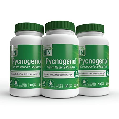 Health Thru Nutrition Pycnogenol 50Mg - Vegan | French Maritime Pine Bark Extract | Clinically Studied Free Radical Scavenger | Anti-Aging & Cellular Oxidation Prevention | Non-Gmo (3 Pack Of 30) #TOP14