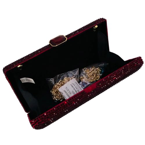 Image of Boutique De FGG Crystal Evening Bags for Women Formal Party Box Clutch Wedding Rhinestone Handbags Bridal Clutch Purse,Mini